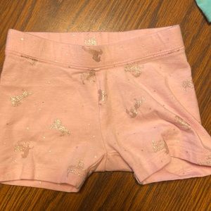 Girls 3t Cart wheel pink shorts with silver unicorns